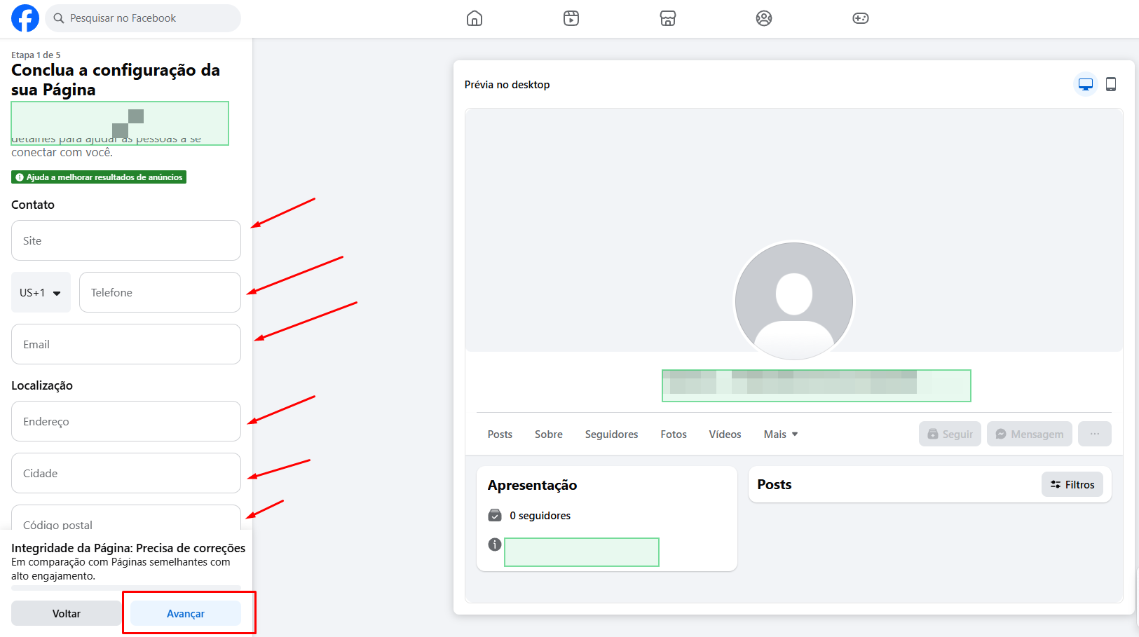 Passo 3 do guia de configuração da Meta