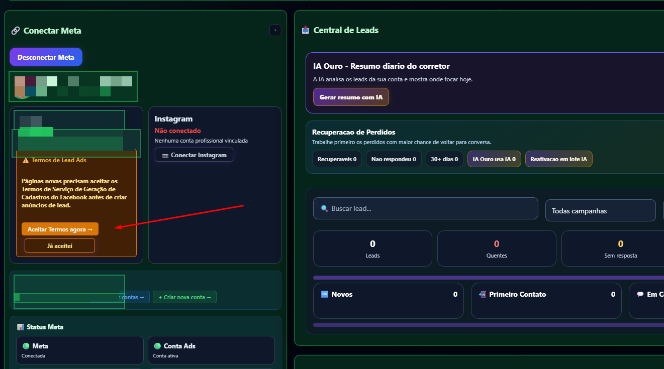 Passo 5 do guia de configuração da Meta