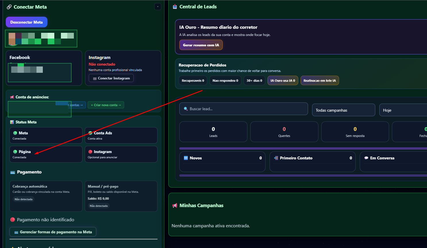 Passo 7 do guia de configuração da Meta